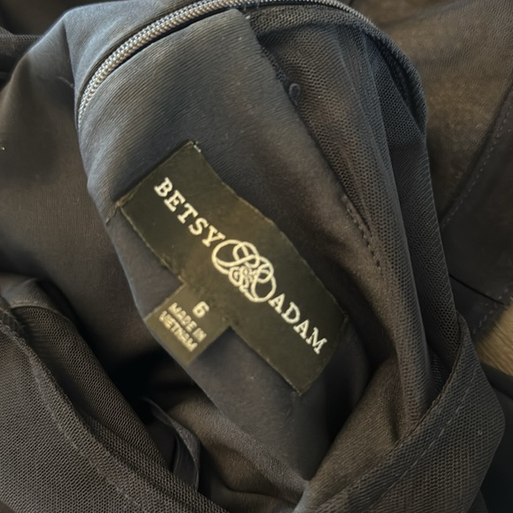 BETSY & ADAM DARK NAVY BLUE MESH DETAIL BELL SLEEVE MIDI DRESS SIZE 6 - Picture 4 of 5